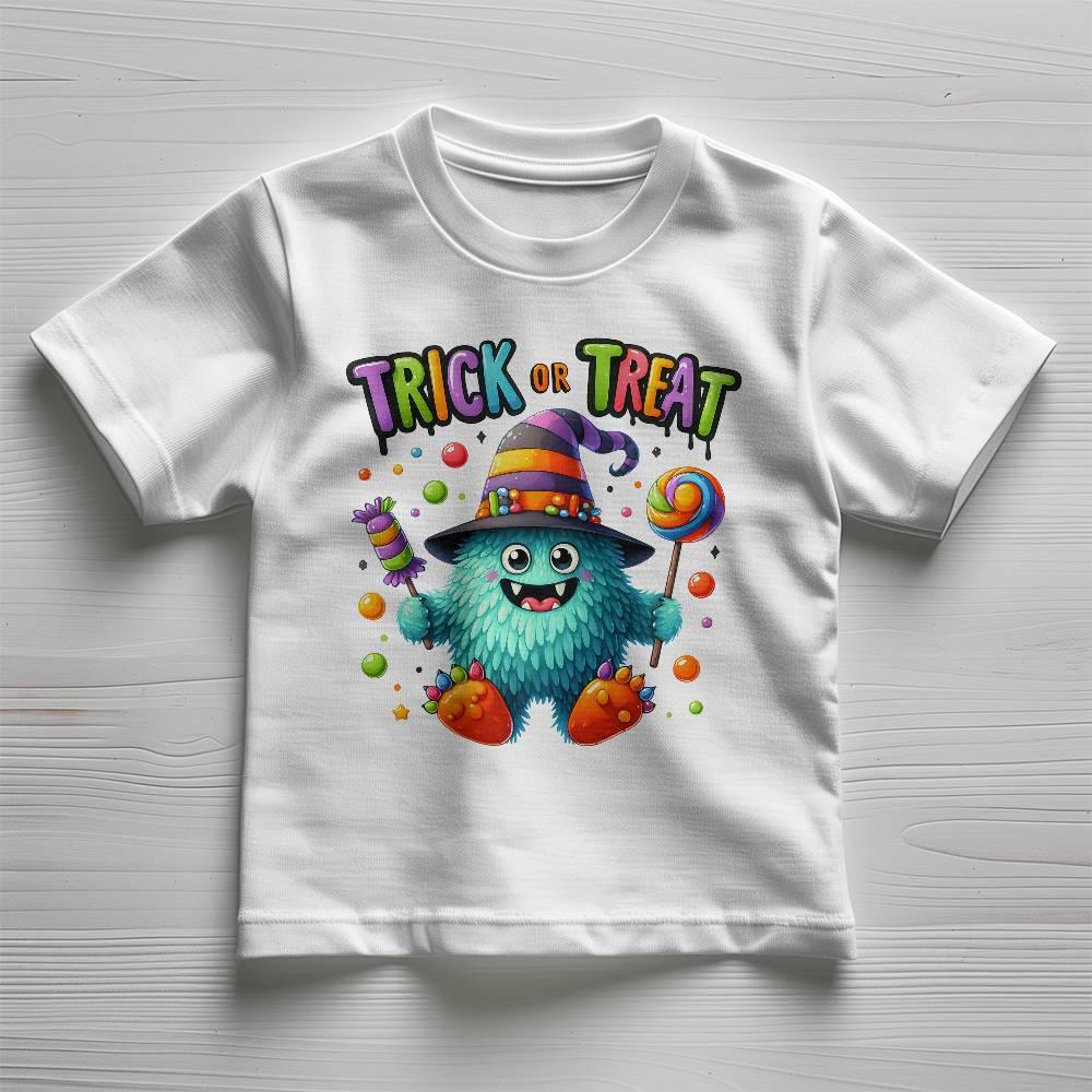Cute Halloween Candy Monster Trick or Treat Toddler Jersey Tee Shirt - Mallard Moon Gift Shop