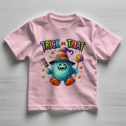 Cute Halloween Candy Monster Trick or Treat Toddler Jersey Tee Shirt - Mallard Moon Gift Shop