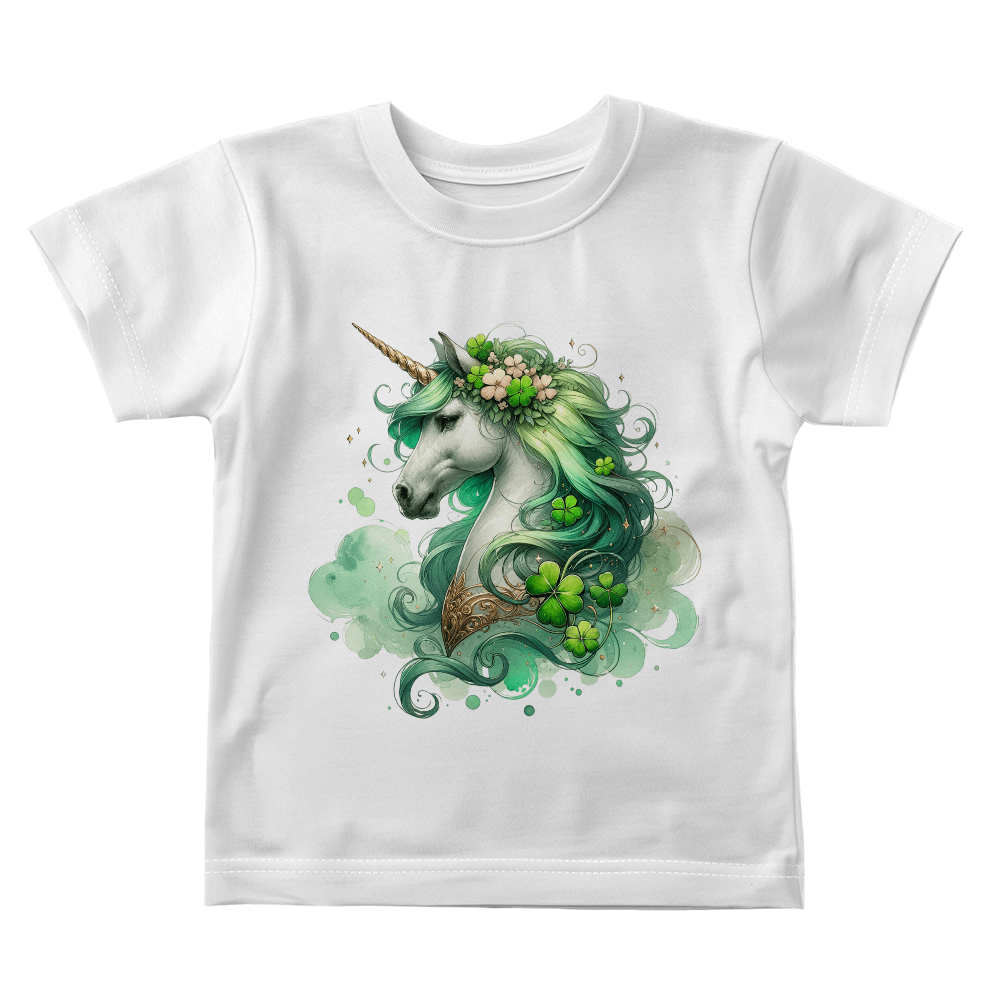 Toddler St. Patrick's Day Unicorn T-Shirt – Cute Irish Fantasy Tee – Soft Cotton Crew Neck Shirt – Lucky Shamrock Design for Girls - Mallard Moon Gift Shop