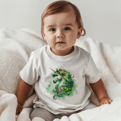 Toddler St. Patrick's Day Unicorn T-Shirt – Cute Irish Fantasy Tee – Soft Cotton Crew Neck Shirt – Lucky Shamrock Design for Girls - Mallard Moon Gift Shop