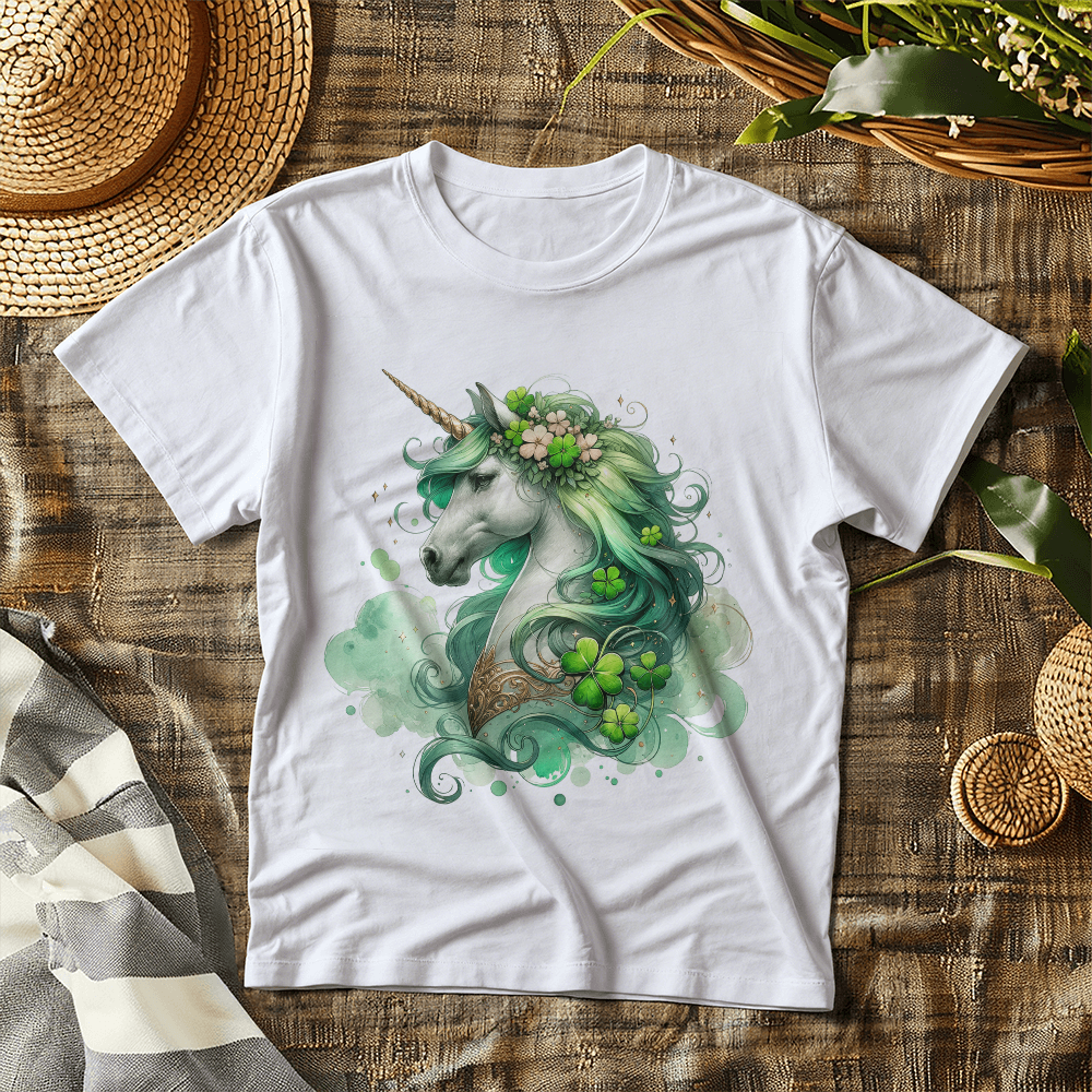 Toddler St. Patrick's Day Unicorn T-Shirt – Cute Irish Fantasy Tee – Soft Cotton Crew Neck Shirt – Lucky Shamrock Design for Girls - Mallard Moon Gift Shop