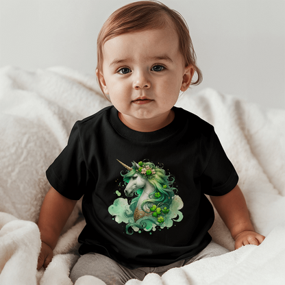 Toddler St. Patrick's Day Unicorn T-Shirt – Cute Irish Fantasy Tee – Soft Cotton Crew Neck Shirt – Lucky Shamrock Design for Girls - Mallard Moon Gift Shop