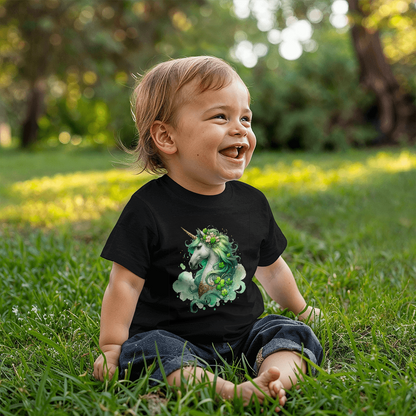 Toddler St. Patrick's Day Unicorn T-Shirt – Cute Irish Fantasy Tee – Soft Cotton Crew Neck Shirt – Lucky Shamrock Design for Girls - Mallard Moon Gift Shop