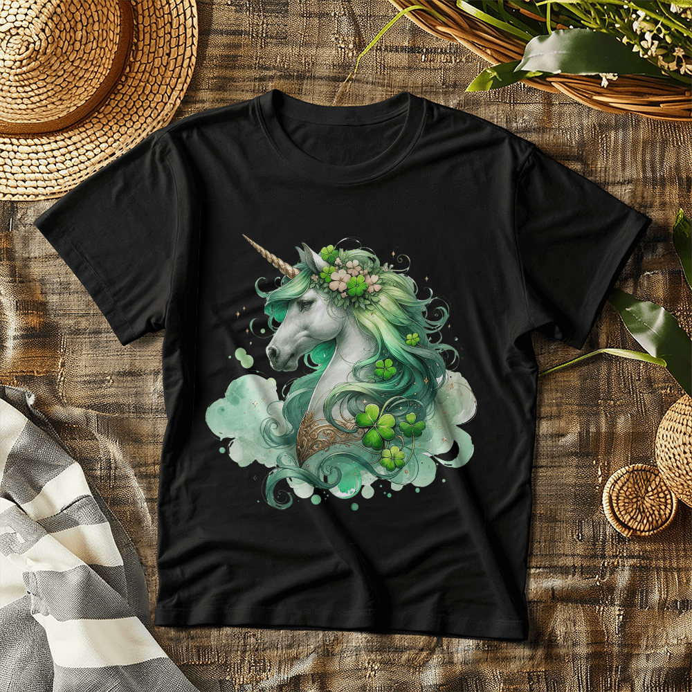 Toddler St. Patrick's Day Unicorn T-Shirt – Cute Irish Fantasy Tee – Soft Cotton Crew Neck Shirt – Lucky Shamrock Design for Girls - Mallard Moon Gift Shop
