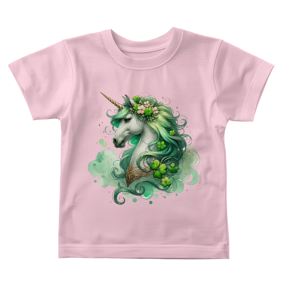 Toddler St. Patrick's Day Unicorn T-Shirt – Cute Irish Fantasy Tee – Soft Cotton Crew Neck Shirt – Lucky Shamrock Design for Girls - Mallard Moon Gift Shop