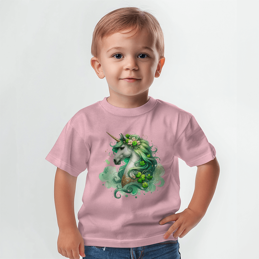 Toddler St. Patrick's Day Unicorn T-Shirt – Cute Irish Fantasy Tee – Soft Cotton Crew Neck Shirt – Lucky Shamrock Design for Girls - Mallard Moon Gift Shop