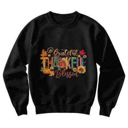 Grateful Thankful Blessed Thanksgiving Sweatshirt - Mallard Moon Gift Shop