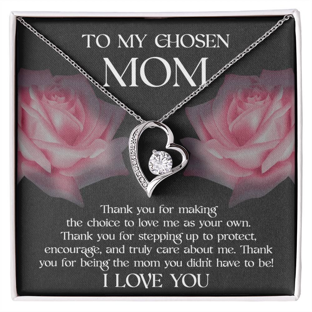 To My Chosen Bonus Mom Thank You for Stepping Up Forever Love Heart Pendant Necklace - Mallard Moon Gift Shop