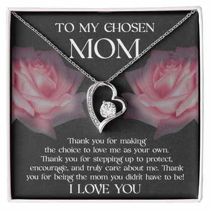 To My Chosen Bonus Mom Thank You for Stepping Up Forever Love Heart Pendant Necklace - Mallard Moon Gift Shop