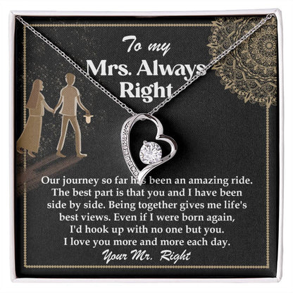 Romantic Gift for Wife - Our Journey has been an Amazing Ride - Forever Love Heart Pendant Necklace - Mallard Moon Gift Shop