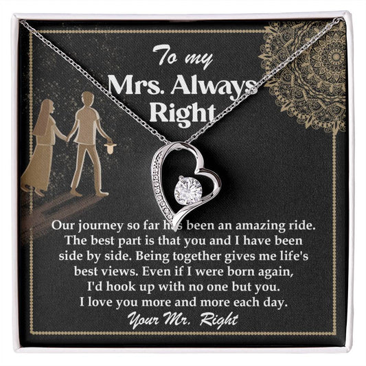 Romantic Gift for Wife - Our Journey has been an Amazing Ride - Forever Love Heart Pendant Necklace - Mallard Moon Gift Shop