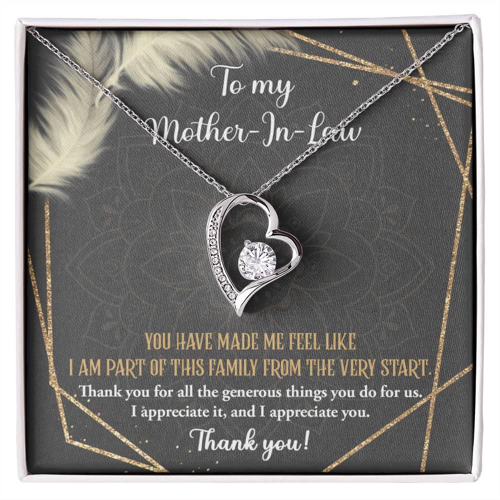 To Mother-In-Law I Appreciate All The Things You Do For Us Forever Love Heart Pendant Necklace - Mallard Moon Gift Shop