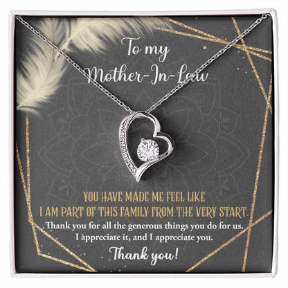 To Mother-In-Law I Appreciate All The Things You Do For Us Forever Love Heart Pendant Necklace - Mallard Moon Gift Shop