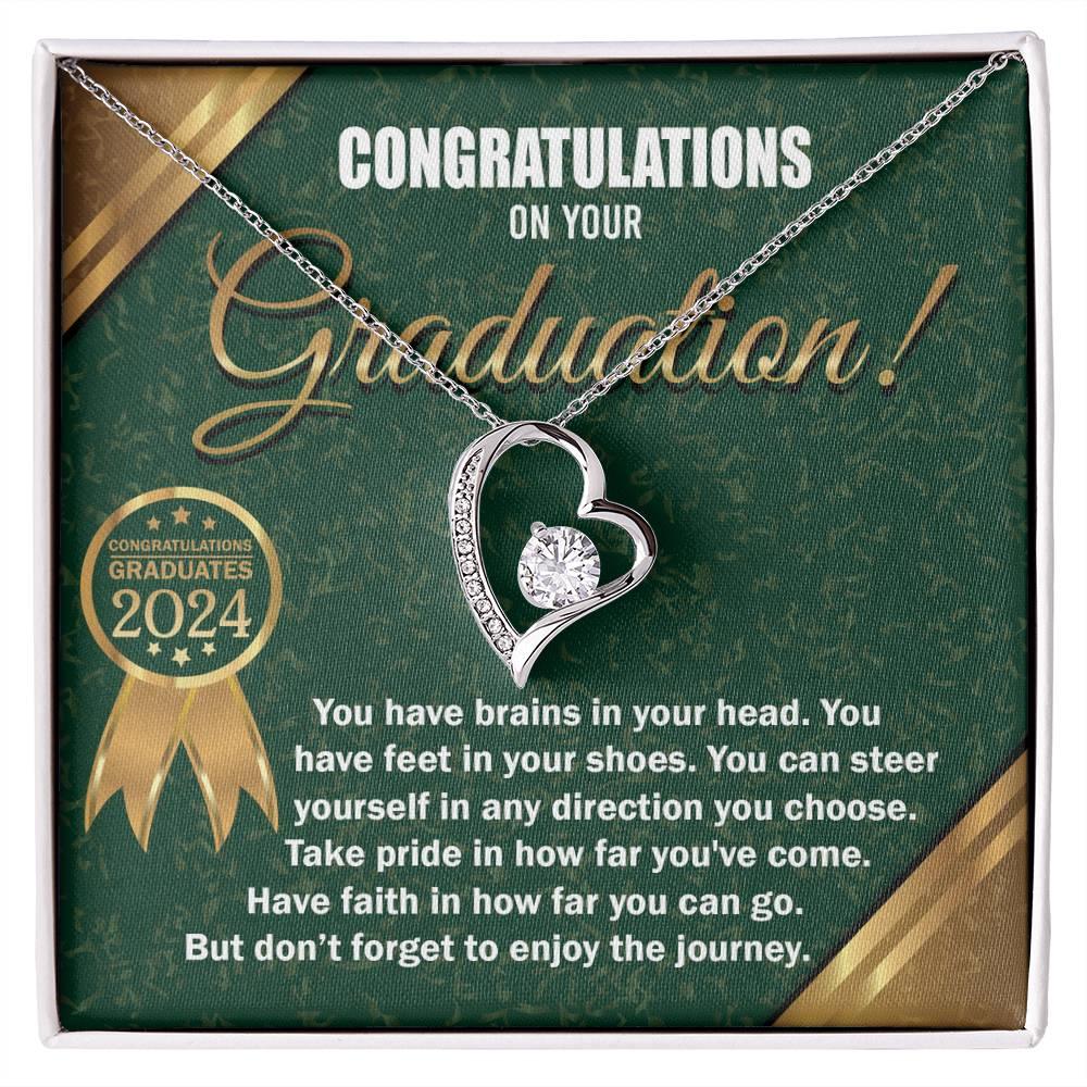 Graduation Gift for Her Congratulations Take Pride Have Faith Enjoy the Journey Heart Pendant Necklace with Gift Box - Mallard Moon Gift Shop