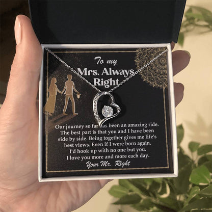 Romantic Gift for Wife - Our Journey has been an Amazing Ride - Forever Love Heart Pendant Necklace - Mallard Moon Gift Shop