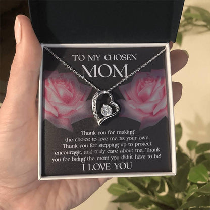 To My Chosen Bonus Mom Thank You for Stepping Up Forever Love Heart Pendant Necklace - Mallard Moon Gift Shop