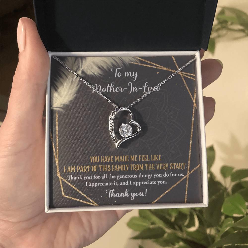 To Mother-In-Law I Appreciate All The Things You Do For Us Forever Love Heart Pendant Necklace - Mallard Moon Gift Shop