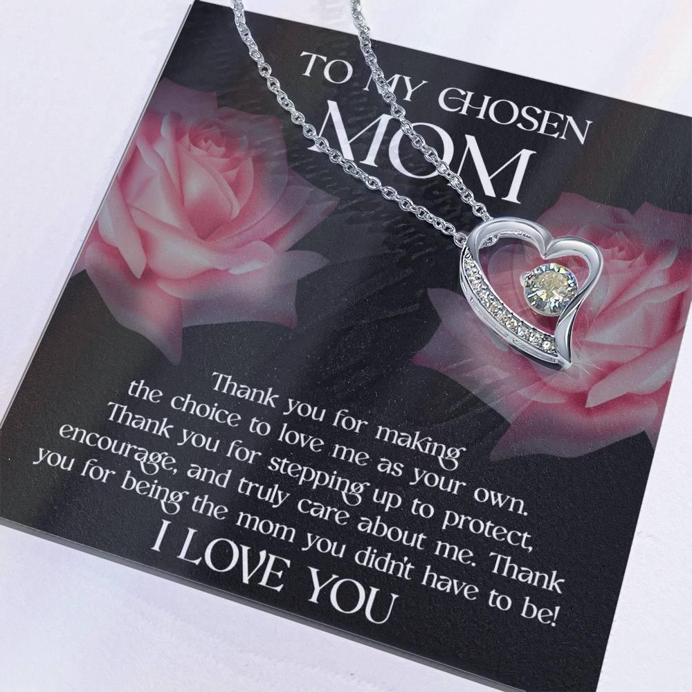 To My Chosen Bonus Mom Thank You for Stepping Up Forever Love Heart Pendant Necklace - Mallard Moon Gift Shop