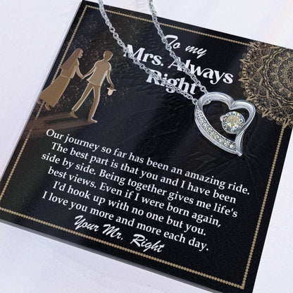 Romantic Gift for Wife - Our Journey has been an Amazing Ride - Forever Love Heart Pendant Necklace - Mallard Moon Gift Shop