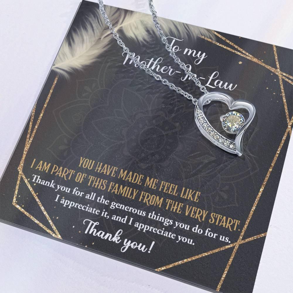 To Mother-In-Law I Appreciate All The Things You Do For Us Forever Love Heart Pendant Necklace - Mallard Moon Gift Shop