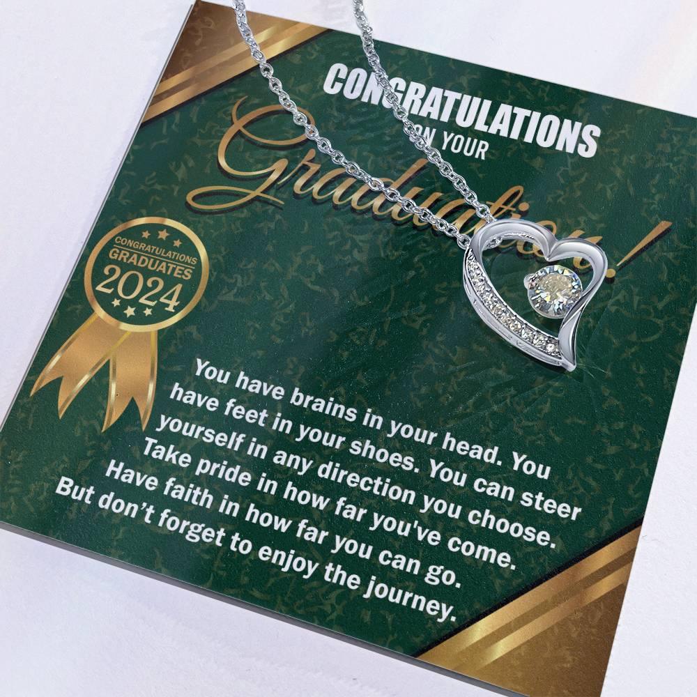 Graduation Gift for Her Congratulations Take Pride Have Faith Enjoy the Journey Heart Pendant Necklace with Gift Box - Mallard Moon Gift Shop