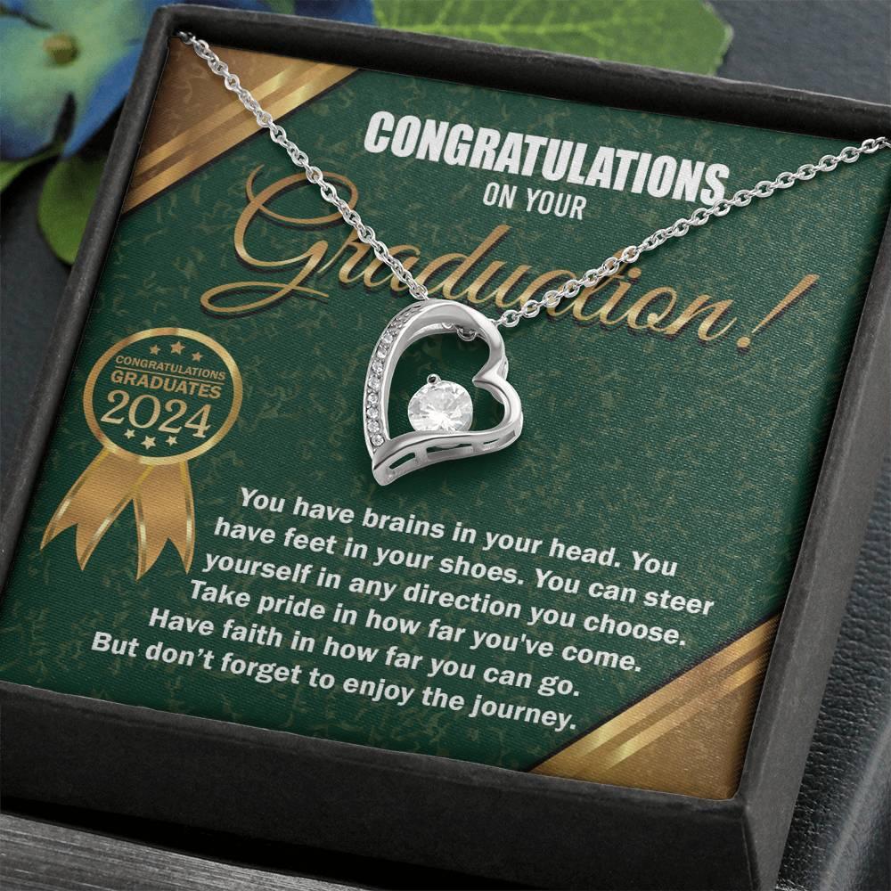 Graduation Gift for Her Congratulations Take Pride Have Faith Enjoy the Journey Heart Pendant Necklace with Gift Box - Mallard Moon Gift Shop