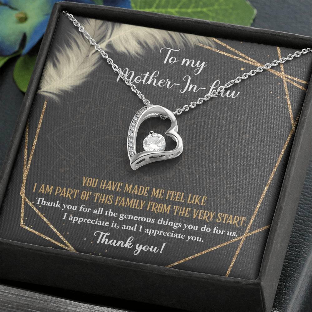 To Mother-In-Law I Appreciate All The Things You Do For Us Forever Love Heart Pendant Necklace - Mallard Moon Gift Shop