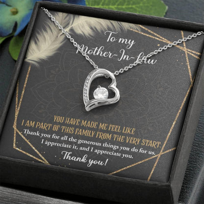 To Mother-In-Law I Appreciate All The Things You Do For Us Forever Love Heart Pendant Necklace - Mallard Moon Gift Shop