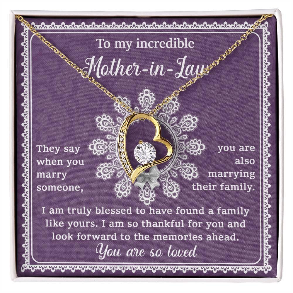 Mother-in-Law Gift I am Truly Blessed for the Memories Ahead Heart Pendant Necklace - Mallard Moon Gift Shop
