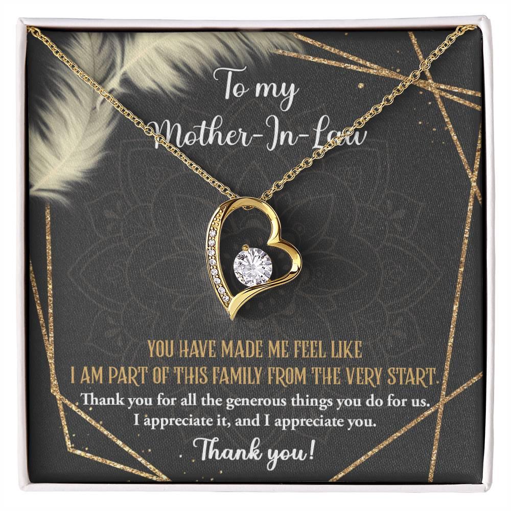 To Mother-In-Law I Appreciate All The Things You Do For Us Forever Love Heart Pendant Necklace - Mallard Moon Gift Shop