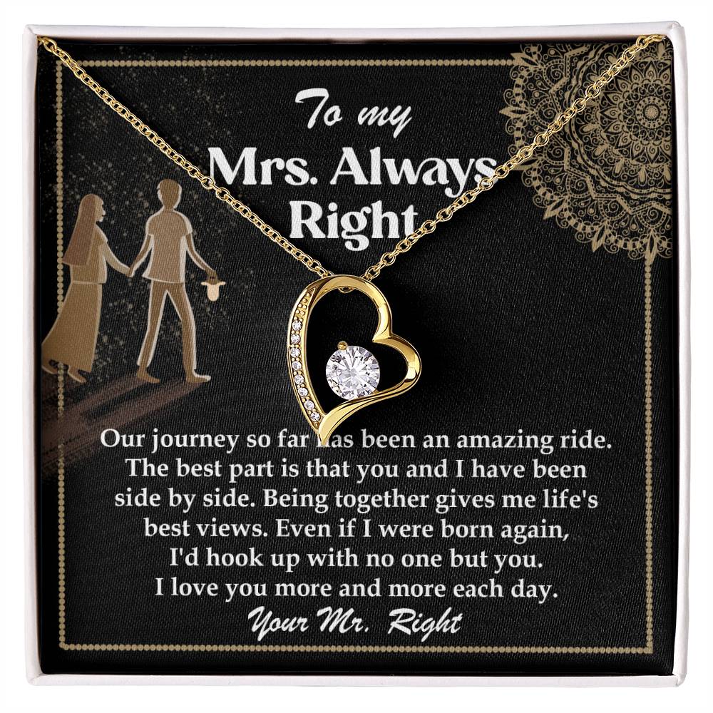 Romantic Gift for Wife - Our Journey has been an Amazing Ride - Forever Love Heart Pendant Necklace - Mallard Moon Gift Shop