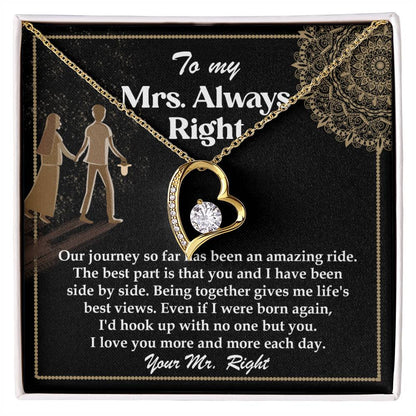 Romantic Gift for Wife - Our Journey has been an Amazing Ride - Forever Love Heart Pendant Necklace - Mallard Moon Gift Shop