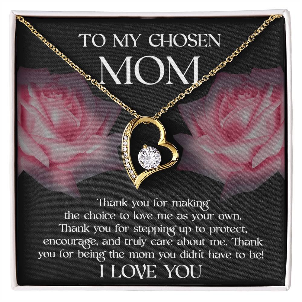 To My Chosen Bonus Mom Thank You for Stepping Up Forever Love Heart Pendant Necklace - Mallard Moon Gift Shop