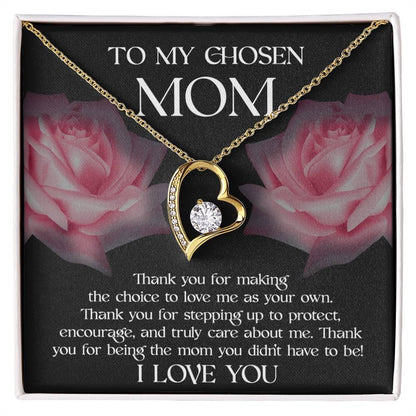 To My Chosen Bonus Mom Thank You for Stepping Up Forever Love Heart Pendant Necklace - Mallard Moon Gift Shop