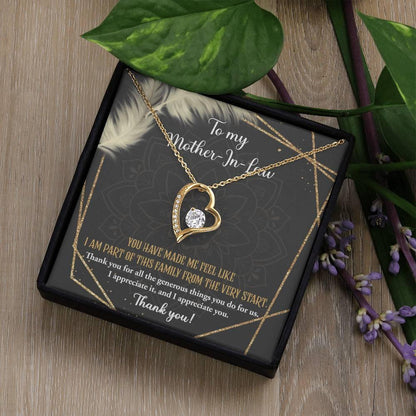 To Mother-In-Law I Appreciate All The Things You Do For Us Forever Love Heart Pendant Necklace - Mallard Moon Gift Shop