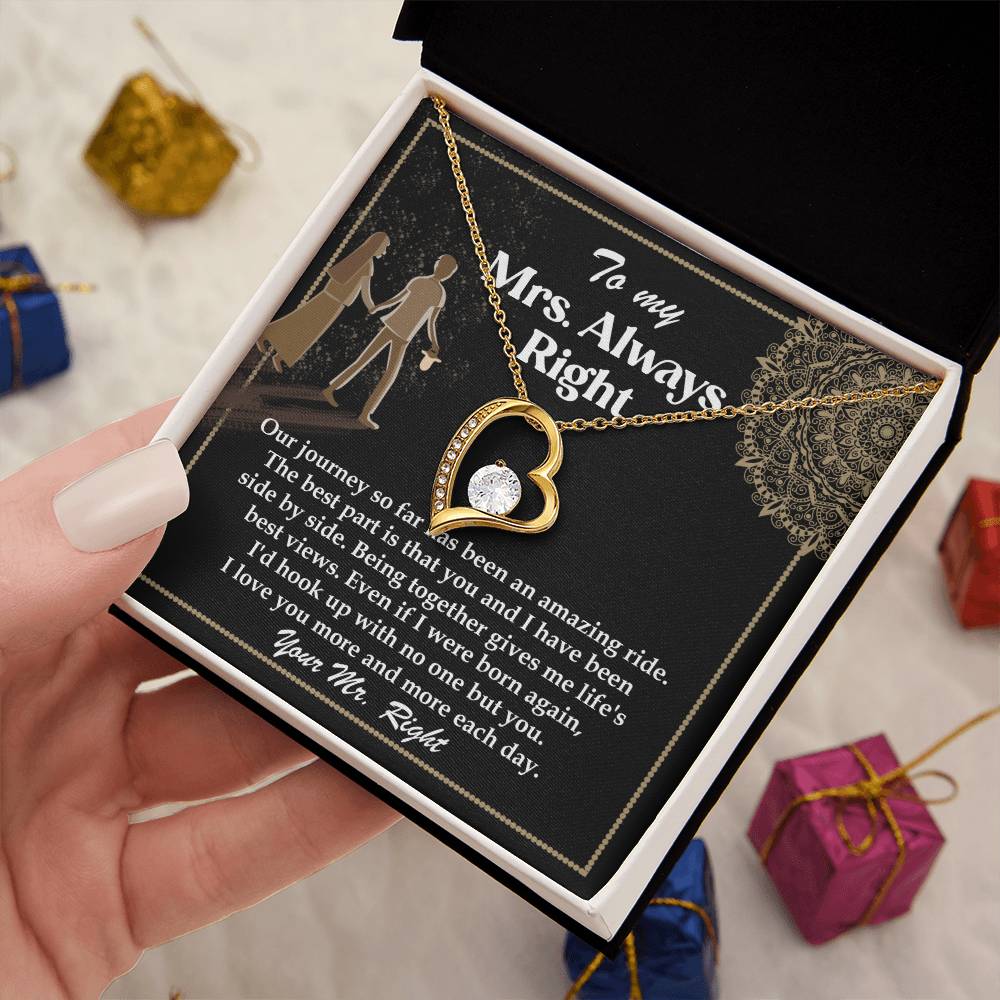 Romantic Gift for Wife - Our Journey has been an Amazing Ride - Forever Love Heart Pendant Necklace - Mallard Moon Gift Shop