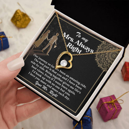 Romantic Gift for Wife - Our Journey has been an Amazing Ride - Forever Love Heart Pendant Necklace - Mallard Moon Gift Shop