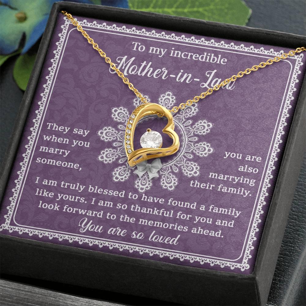 Mother-in-Law Gift I am Truly Blessed for the Memories Ahead Heart Pendant Necklace - Mallard Moon Gift Shop