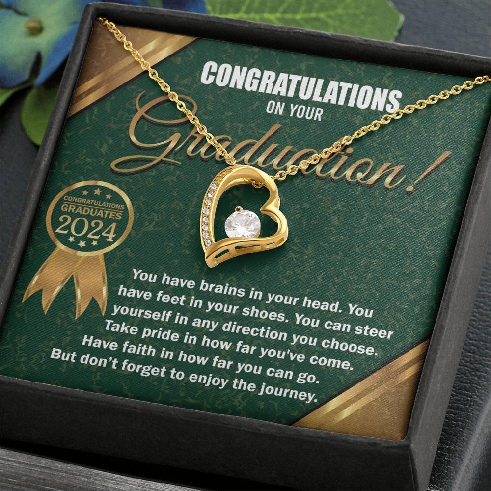 Graduation Gift for Her Congratulations Take Pride Have Faith Enjoy the Journey Heart Pendant Necklace with Gift Box - Mallard Moon Gift Shop