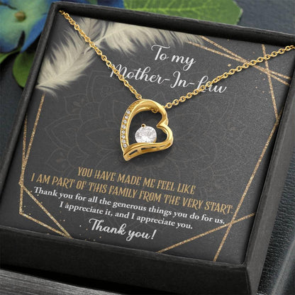 To Mother-In-Law I Appreciate All The Things You Do For Us Forever Love Heart Pendant Necklace - Mallard Moon Gift Shop