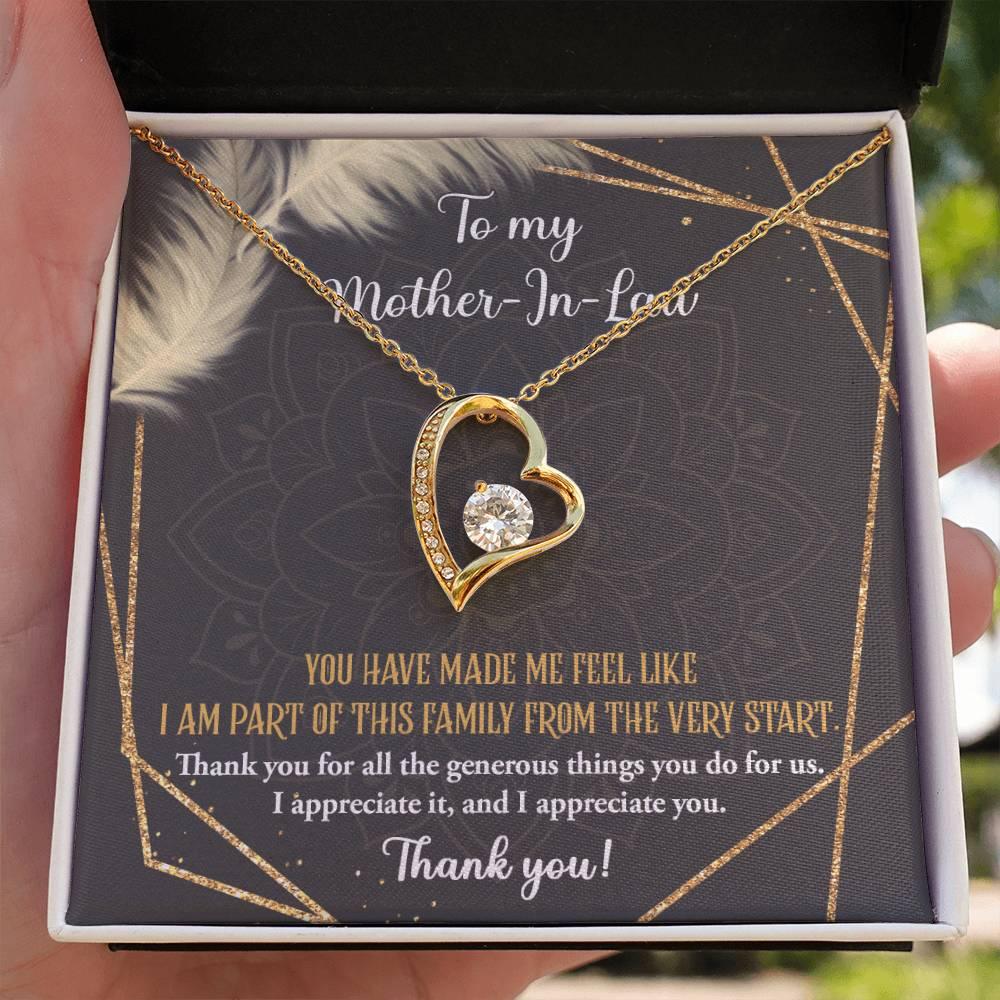To Mother-In-Law I Appreciate All The Things You Do For Us Forever Love Heart Pendant Necklace - Mallard Moon Gift Shop