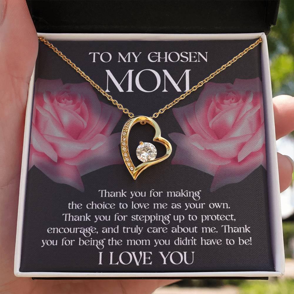 To My Chosen Bonus Mom Thank You for Stepping Up Forever Love Heart Pendant Necklace - Mallard Moon Gift Shop