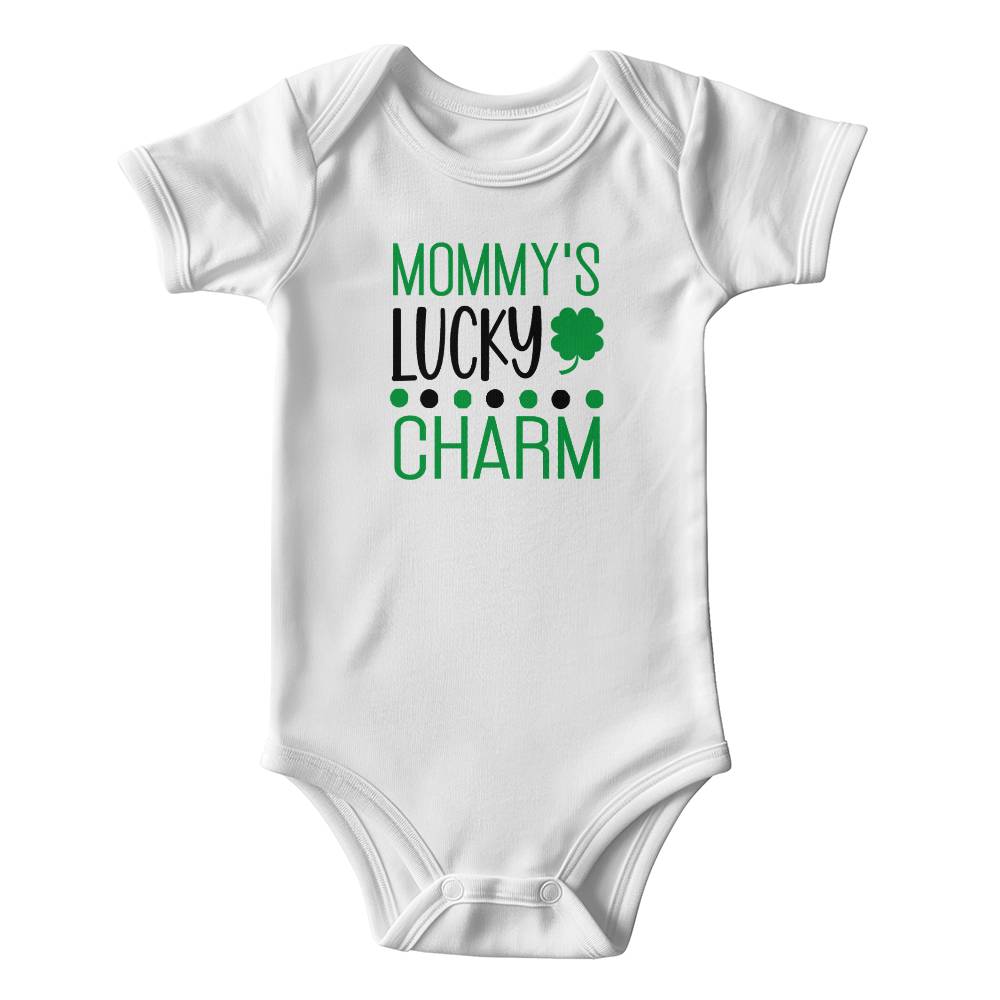 Mommy’s Lucky Charm St. Patrick’s Day Baby Bodysuit – Cute Shamrock Onesie – Soft Cotton Infant Romper – Funny Irish Holiday Outfit & Baby Gift - Mallard Moon Gift Shop