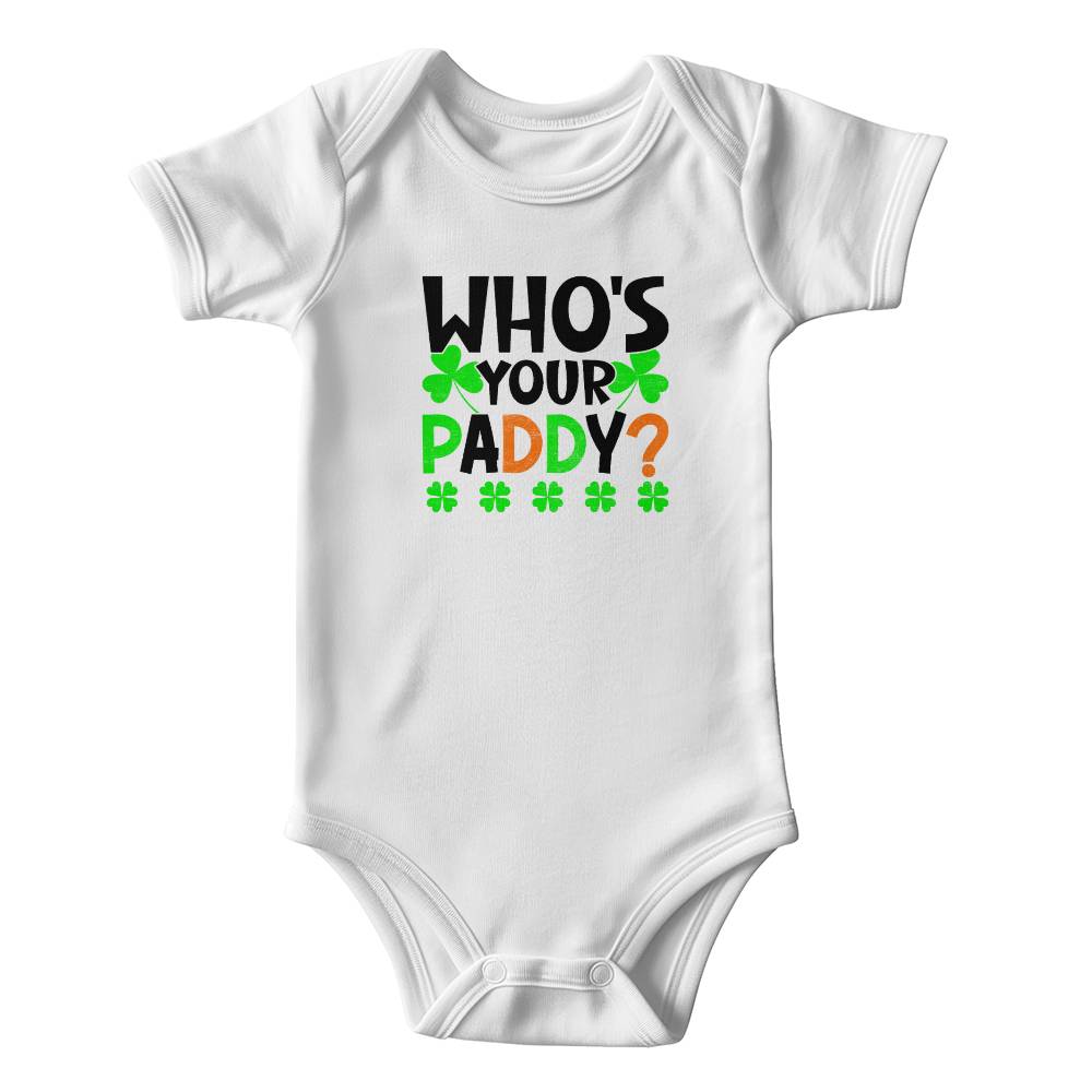 Who’s Your Paddy? St. Patrick’s Day Baby Bodysuit – Funny Shamrock Onesie – Soft Cotton Infant Romper – Cute Irish HHoliday Outfit & Baby Gift - Mallard Moon Gift Shop