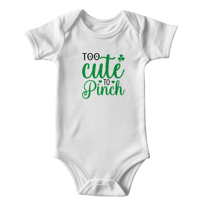 Too Cute to Pinch St. Patrick’s Day Baby Bodysuit – Funny Shamrock Onesie – Soft Cotton Infant Romper – Irish Holiday Outfit & Baby Gift - Mallard Moon Gift Shop