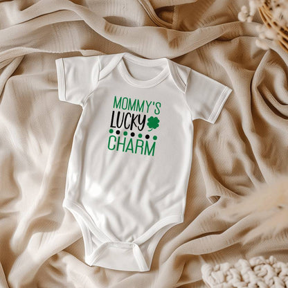 Mommy’s Lucky Charm St. Patrick’s Day Baby Bodysuit – Cute Shamrock Onesie – Soft Cotton Infant Romper – Funny Irish Holiday Outfit & Baby Gift - Mallard Moon Gift Shop