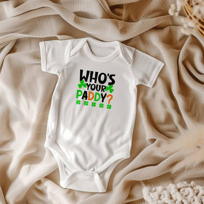 Who’s Your Paddy? St. Patrick’s Day Baby Bodysuit – Funny Shamrock Onesie – Soft Cotton Infant Romper – Cute Irish HHoliday Outfit & Baby Gift - Mallard Moon Gift Shop