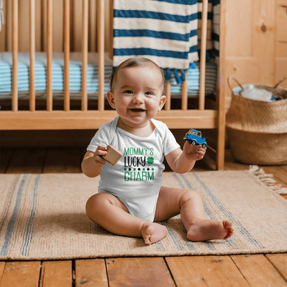 Mommy’s Lucky Charm St. Patrick’s Day Baby Bodysuit – Cute Shamrock Onesie – Soft Cotton Infant Romper – Funny Irish Holiday Outfit & Baby Gift - Mallard Moon Gift Shop