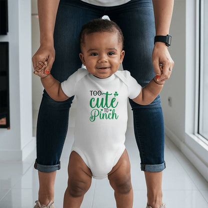 Too Cute to Pinch St. Patrick’s Day Baby Bodysuit – Funny Shamrock Onesie – Soft Cotton Infant Romper – Irish Holiday Outfit & Baby Gift - Mallard Moon Gift Shop