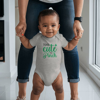 Too Cute to Pinch St. Patrick’s Day Baby Bodysuit – Funny Shamrock Onesie – Soft Cotton Infant Romper – Irish Holiday Outfit & Baby Gift - Mallard Moon Gift Shop